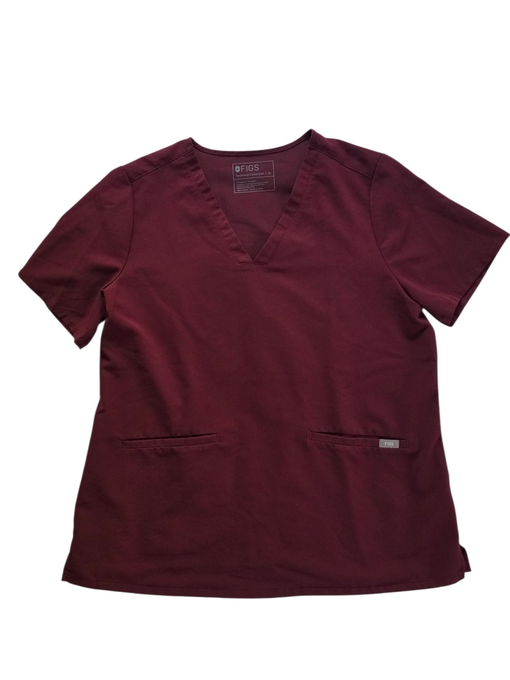 Figs V-Neck Scrub Top in Burgundy